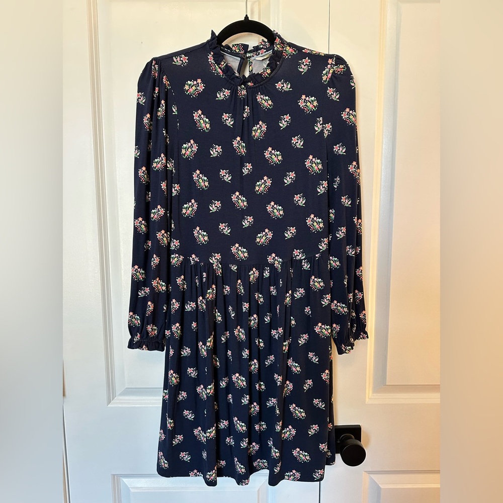 Boden Women’s Clara Jersey Dress Navy Pretty Bird (Size 6P) - Picture 2 of 11